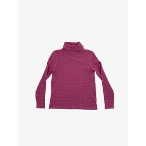 Sundance Jessa Sz L Pink Stripe Turtleneck Thermal Top Snap Button Cotton Fringe